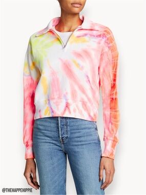 🏷️ Re/Done Tie-Dye Half-Zip Sweatshirt in Pink Multi - NWT